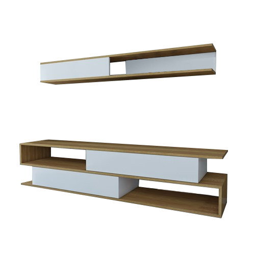 Hanah Home Sims - Mueble para TV Blanco y Teak Hanah Home Sims - Mueble para TV Blanco y Teak